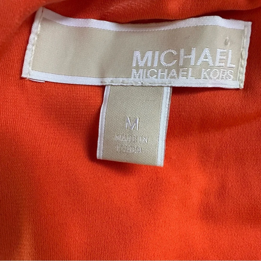 Michael Michael Kors Orange Belted Halter Tunic Gold Chain Neck Size M